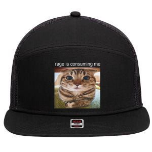 Rage Is Consuming Me Silly Cat Meme 7 Panel Mesh Trucker Snapback Hat