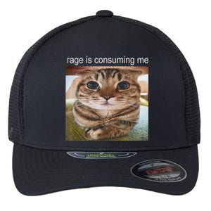 Rage Is Consuming Me Silly Cat Meme Flexfit Unipanel Trucker Cap