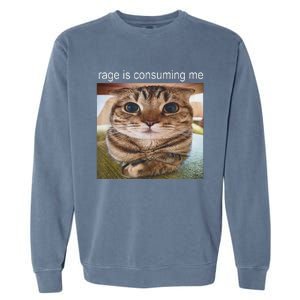 Rage Is Consuming Me Silly Cat Meme Garment-Dyed Sweatshirt