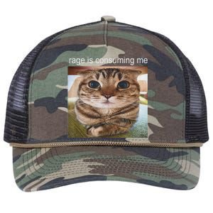 Rage Is Consuming Me Silly Cat Meme Retro Rope Trucker Hat Cap