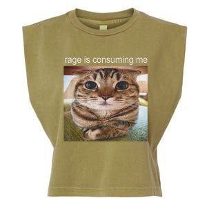 Rage Is Consuming Me Silly Cat Meme Garment-Dyed Women's Muscle Tee