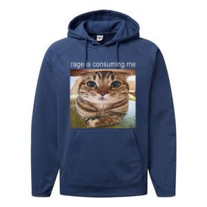 Rage Is Consuming Me Silly Cat Meme Performance Fleece Hoodie