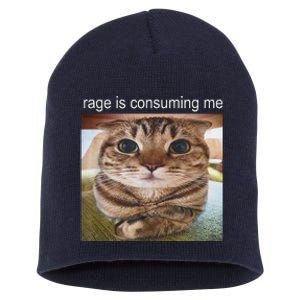 Rage Is Consuming Me Silly Cat Meme Short Acrylic Beanie