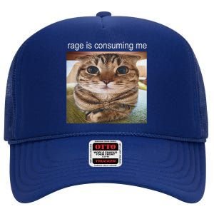 Rage Is Consuming Me Silly Cat Meme High Crown Mesh Back Trucker Hat