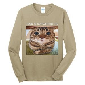 Rage Is Consuming Me Silly Cat Meme Tall Long Sleeve T-Shirt