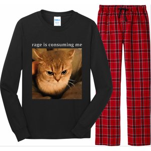 Rage Is Consuming Me Cat Meme Long Sleeve Pajama Set