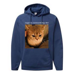 Rage Is Consuming Me Cat Meme Performance Fleece Hoodie