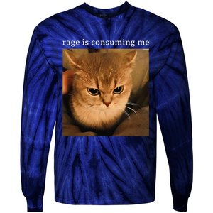 Rage Is Consuming Me Cat Meme Tie-Dye Long Sleeve Shirt