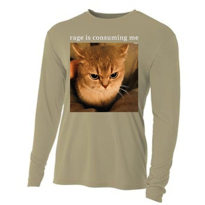 Rage Is Consuming Me Cat Meme Cooling Performance Long Sleeve Crew