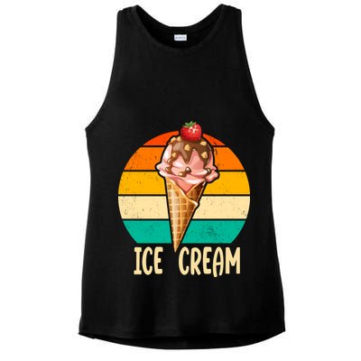 Retro Ice Cream Cone Vintage Ice Cream Lovers Ladies PosiCharge Tri-Blend Wicking Tank