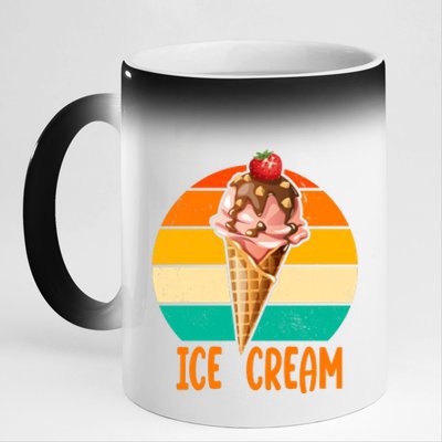 Retro Ice Cream Cone Vintage Ice Cream Lovers 11oz Black Color Changing Mug