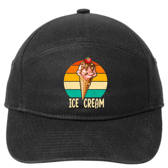 Retro Ice Cream Cone Vintage Ice Cream Lovers 7-Panel Snapback Hat