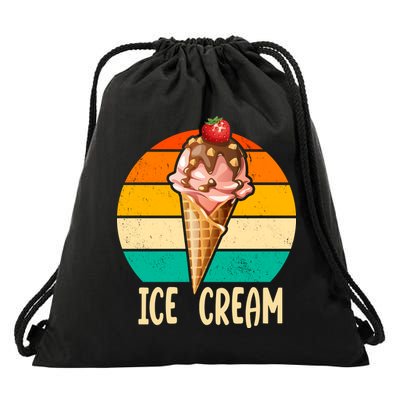Retro Ice Cream Cone Vintage Ice Cream Lovers Drawstring Bag