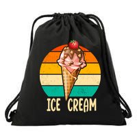 Retro Ice Cream Cone Vintage Ice Cream Lovers Drawstring Bag