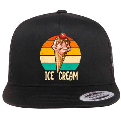 Retro Ice Cream Cone Vintage Ice Cream Lovers Flatbill Hat