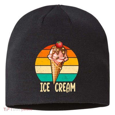 Retro Ice Cream Cone Vintage Ice Cream Lovers Sustainable Beanie