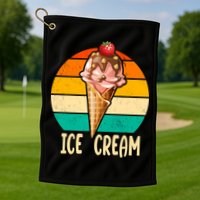 Retro Ice Cream Cone Vintage Ice Cream Lovers Golf Towel