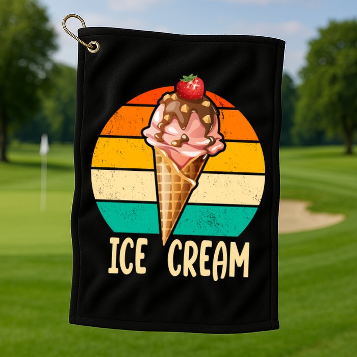 Retro Ice Cream Cone Vintage Ice Cream Lovers Golf Towel