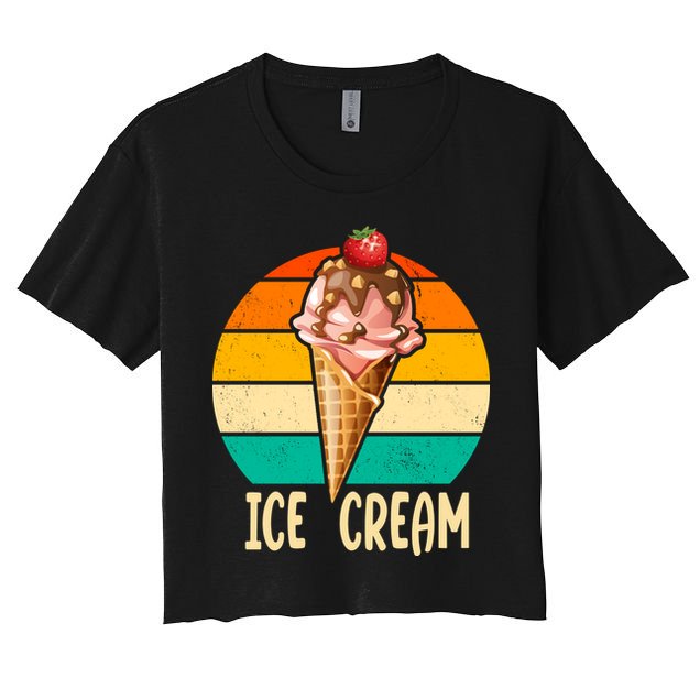 Retro Ice Cream Cone Vintage Ice Cream Lovers Crop Top