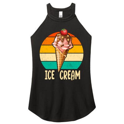Retro Ice Cream Cone Vintage Ice Cream Lovers Women's Perfect Tri Rocker Tank