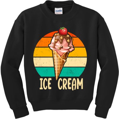 Retro Ice Cream Cone Vintage Ice Cream Lovers Kids Sweatshirt