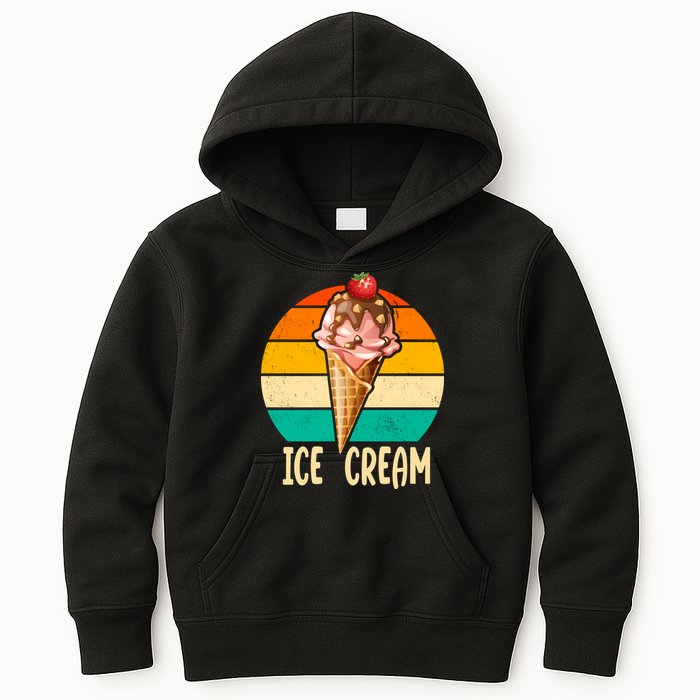 Retro Ice Cream Cone Vintage Ice Cream Lovers Kids Hoodie