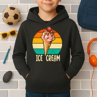 Retro Ice Cream Cone Vintage Ice Cream Lovers Kids Hoodie