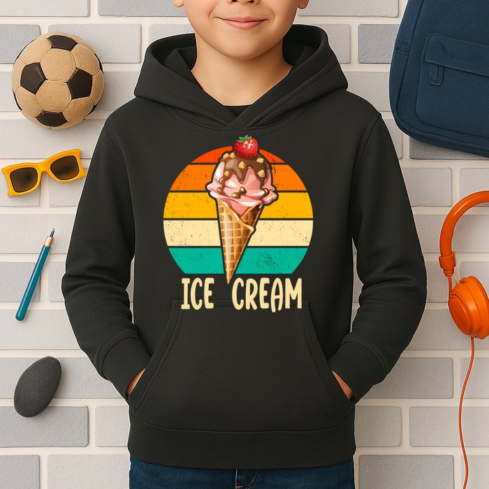 Retro Ice Cream Cone Vintage Ice Cream Lovers Kids Hoodie