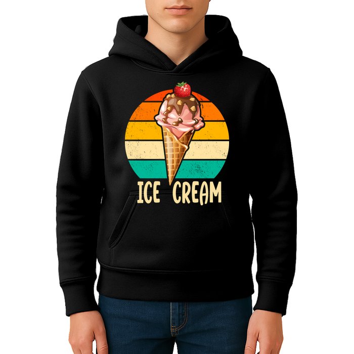 Retro Ice Cream Cone Vintage Ice Cream Lovers Kids Hoodie
