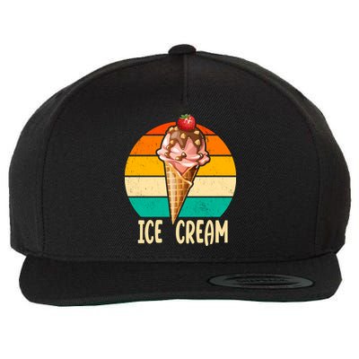 Retro Ice Cream Cone Vintage Ice Cream Lovers Wool Snapback Cap