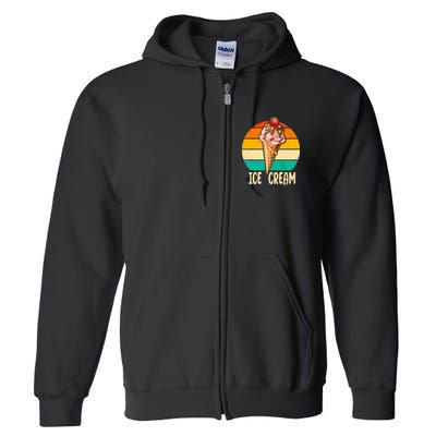Retro Ice Cream Cone Vintage Ice Cream Lovers Full Zip Hoodie