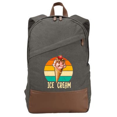 Retro Ice Cream Cone Vintage Ice Cream Lovers Cotton Canvas Backpack