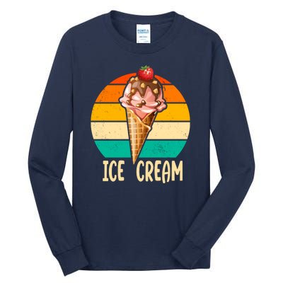 Retro Ice Cream Cone Vintage Ice Cream Lovers Tall Long Sleeve T-Shirt