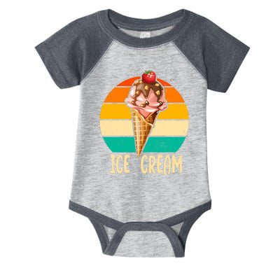 Retro Ice Cream Cone Vintage Ice Cream Lovers Infant Baby Jersey Bodysuit