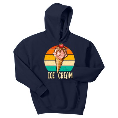 Retro Ice Cream Cone Vintage Ice Cream Lovers Kids Hoodie