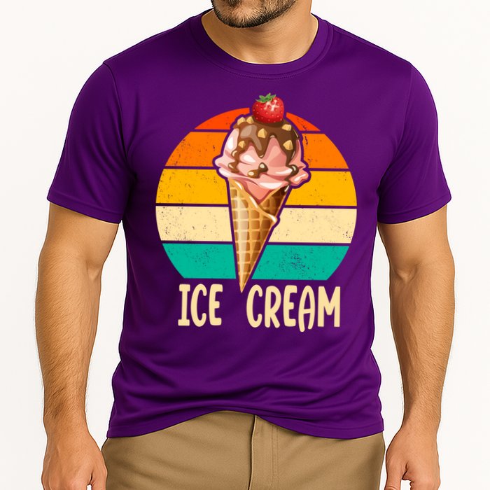 Retro Ice Cream Cone Vintage Ice Cream Lovers Performance Shirt