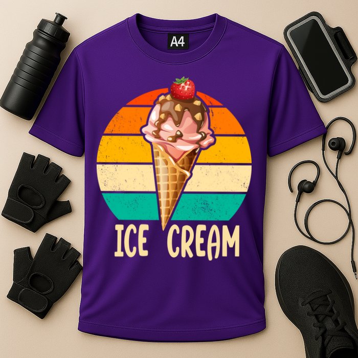 Retro Ice Cream Cone Vintage Ice Cream Lovers Performance Shirt