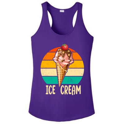Retro Ice Cream Cone Vintage Ice Cream Lovers Ladies PosiCharge Competitor Racerback Tank