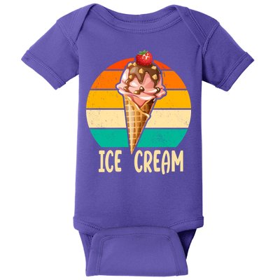 Retro Ice Cream Cone Vintage Ice Cream Lovers Baby Bodysuit
