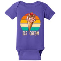 Retro Ice Cream Cone Vintage Ice Cream Lovers Baby Bodysuit