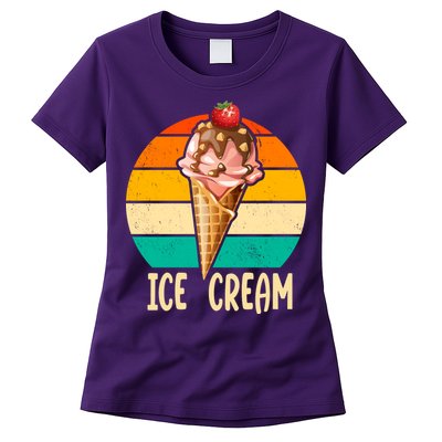 Retro Ice Cream Cone Vintage Ice Cream Lovers Womens T-Shirt