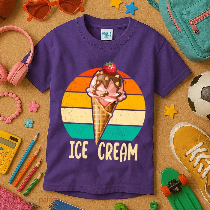 Retro Ice Cream Cone Vintage Ice Cream Lovers Kids T-Shirt