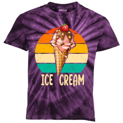 Retro Ice Cream Cone Vintage Ice Cream Lovers Kids Tie-Dye T-Shirt