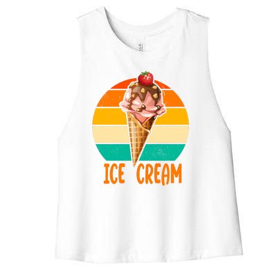 Retro Ice Cream Cone Vintage Ice Cream Lovers Women's Racerback Cropped Tank