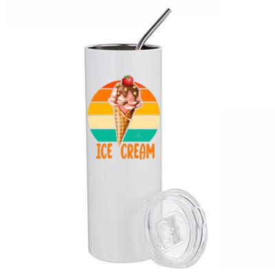 Retro Ice Cream Cone Vintage Ice Cream Lovers Stainless Steel Tumbler