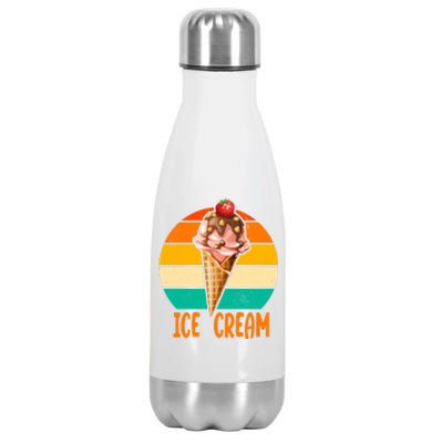 Retro Ice Cream Cone Vintage Ice Cream Lovers Stainless Steel Insulated Water Bottle