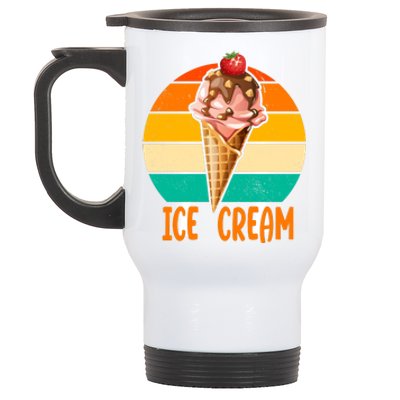 Retro Ice Cream Cone Vintage Ice Cream Lovers Stainless Steel Travel Mug