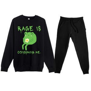 Rage Is Consuming Me Meme Frog Meme Forg Funny Memes Genz Premium Crewneck Sweatsuit Set