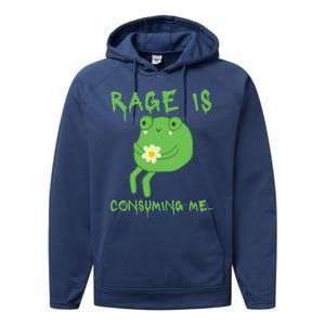 Rage Is Consuming Me Meme Frog Meme Forg Funny Memes Genz Performance Fleece Hoodie