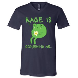 Rage Is Consuming Me Meme Frog Meme Forg Funny Memes Genz V-Neck T-Shirt